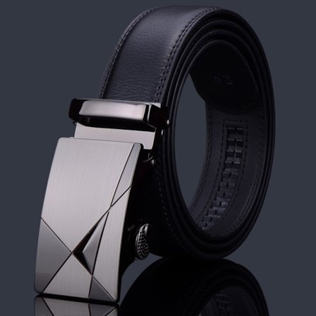 Herrar bälte Läderbälte för män 125 cm bred svart automatisk