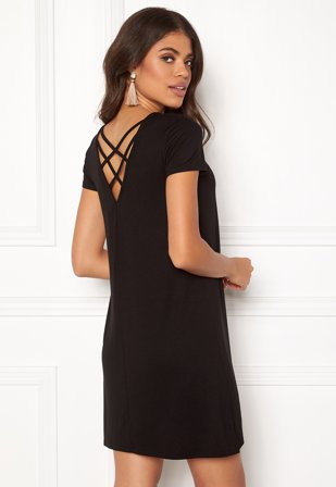 ONLY Bera Back Lace S/S Dress Black Klær
