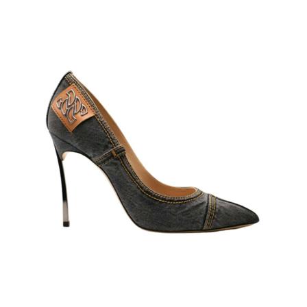 Casadei, Blade in denim neckline Niebieski, Kobieta, Rozmiar: 40 EU