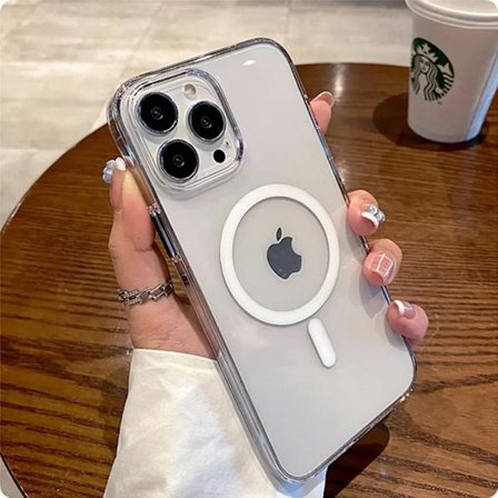 Kompatibelt Magsafe Magnetiskt Trådlöst Laddningsskal kompatibelt iPhone 17 Air 16 15 14 13 12 11 16 Pro Max Mini Plus Hårt Akryl Genomskinligt Skal