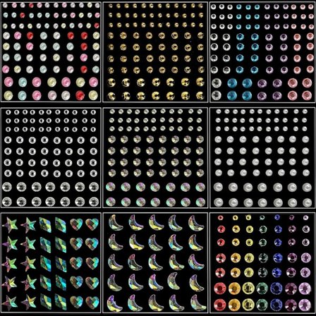 9 diamantklistremerker akryl ansiktsvanndiamantklistremerker sminke