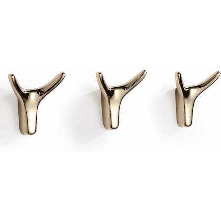 3 kpl kultaisia liimautuvia seinäkoukkuja sarvi muotoisia kylpyhuonekoukkuja