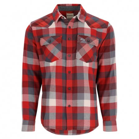Simms Santee Flannel Shirt Auburn Red/Slate Buffalo Check XL