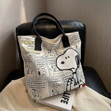 Snoopy Dame Canvas Tote Bag Mote Kvinner Casual Håndveske Skulderveske Tegneserie Jente Stor Kapasitet Gjenbrukbar Shopping Bag Gave Snoopy 1 