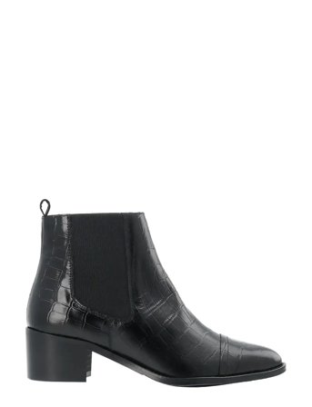 Bianco Biacarol Dress Chelsea Boot Croco Embossed Leather - Black - 39