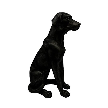 Musta polyresiinikoristeinen koirapatsas, 36x21x50 cm