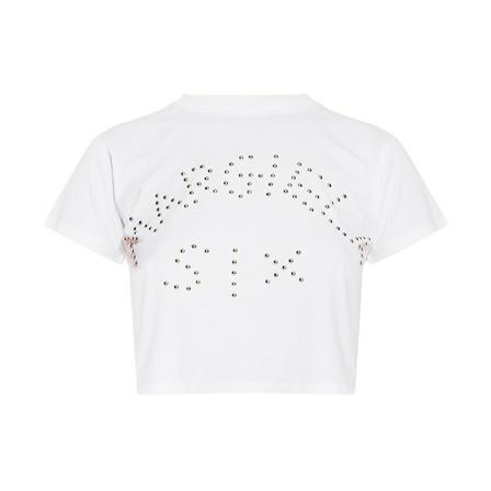 MM6 Maison Margiela Cropped T-shirt with logo Hvid, Dame T-shirts