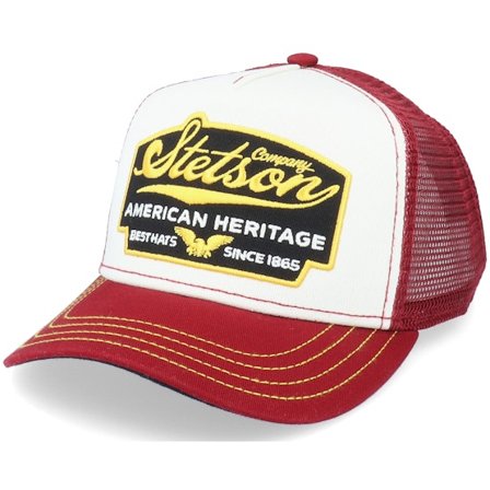 Stetson - Rød trucker Caps - Kids American Heritage White/Maroon Trucker @ Hatstore