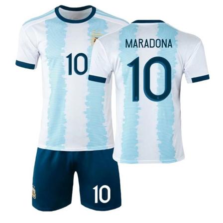 1986 Retro Argentina Hjemme nr. 10 Maradona Trøjesæt Fodboldtrøje med Strømper No. 10, 1920 #26