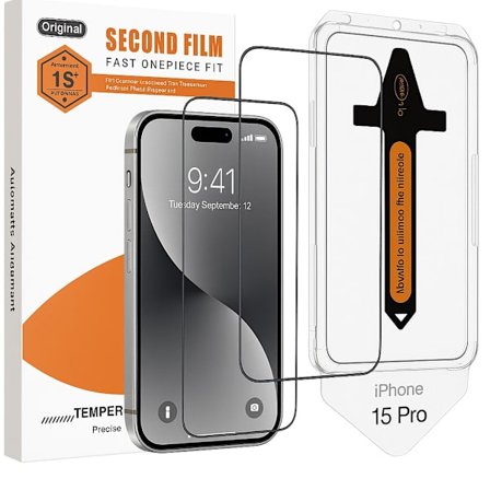 2-Pakkaus Näytönsuoja yhteensopiva iPhone 15 Pro – Kehys