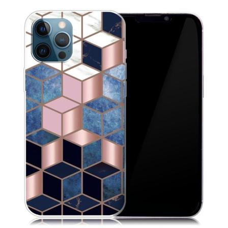 Marble iPhone 13 Pro Suojakotelo - Sininen / Kulta Cube Multicolor