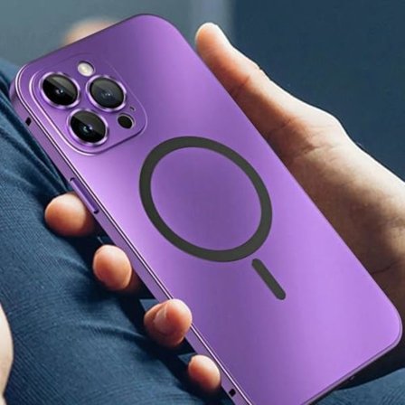 Frostat aluminium magnetiskt laddningsfodral kompatibelt med iPhone 16/15/ heltäckande frostat anti (blå, kompatibelt med iPhone 16 Pro)