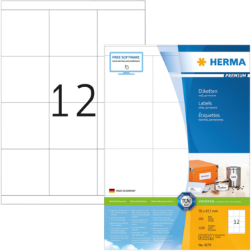 ETIKETT 70X67,7 HVIT HERMA