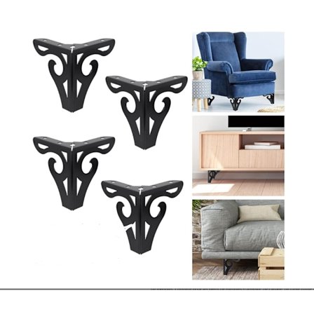 Sett med 4 svarte metallbordben (10 cm høye) for moderne møbler, sofa ben erstatning, trekantede bordben med skruer for DIY-prosjekter, sofaer, ta
