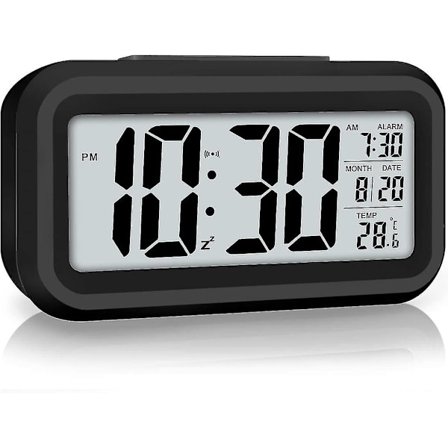 LED-display digitalt vækkeur, batteridrevet, smart nattelys, nem betjening, ur til børn, tunge sovende, soveværelse, ur, grøn (hy)