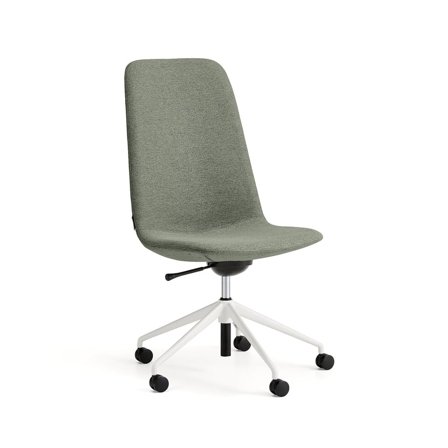 Chair LANGLEY, mid-height seat, wheeled, white/green grey