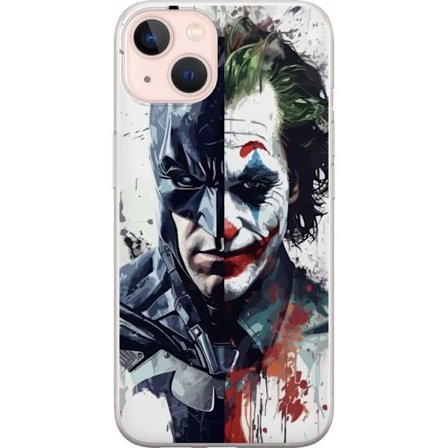 Yhteensopiva Puhelinkuori Apple Apple iPhone 13 Jakettu muotokuva Batmanista ja Jokerista dramaattisessa kuvituksessa, kuvankaunis supersankariteema t