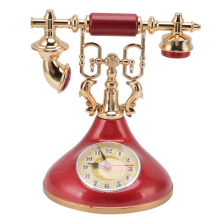 Vintage Telefonväckarklocka Unik Elegant Noggrann Tid Sängbordsklocka Dekoration för Hem Cafe Kontor YF020 3