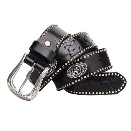 3.8CM New Cowboy Belt High Quality Genuine Leather Braided Men Rivets Cowhide Celt Knight Personality Male Punk Belts