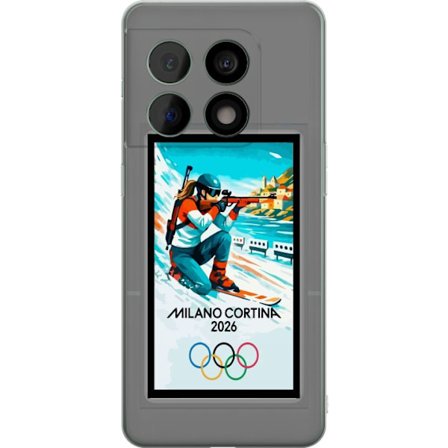 Kompatibelt Mobildeksel til OnePlus 10 Pro Retroplakat Cortina Milano 2026 med fjell, vintersportsutøvere, italienske trikolor, Milano-katedralen og o