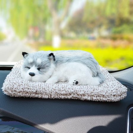 Sød simuleret dyredekoration bilinstrumentbræt falsk hund plys realistisk Siberian husky hund med polstret fluffy