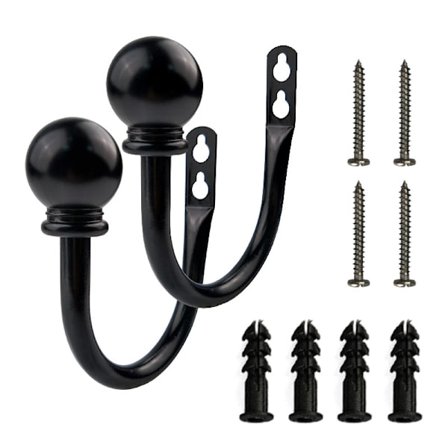 1 Par Metall Gardinkrokar Vintage Väggmonterade Gardiner, U Krokar svart