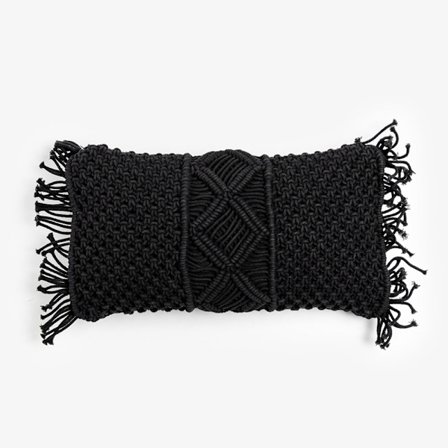 Sort bomuld-polyester pude 45x45x5 cm