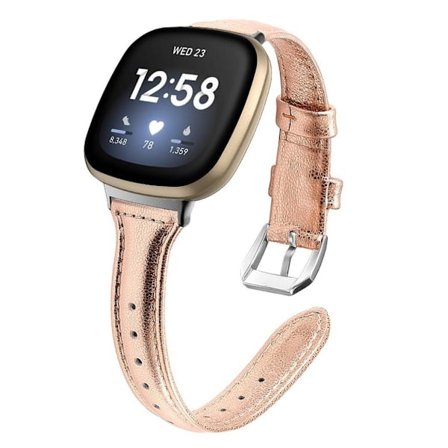 Fitbit Versa 3 T-Shape äkta läder klockarmband - rosa guld