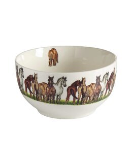 Skål Heste med håndtegnet motiv Hvid