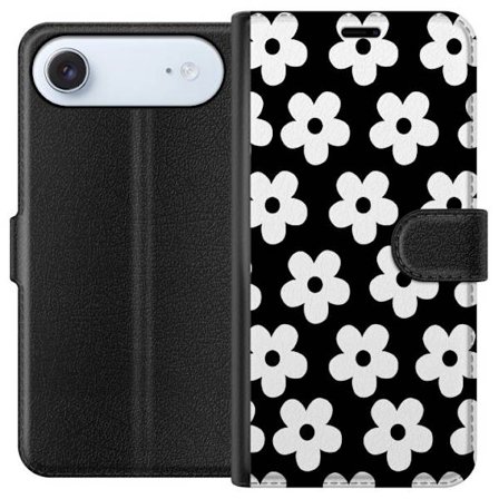 Yhteensopiva Lompakkokotelo Apple Apple iPhone 17 Air Mustavalkoinen kukkakuvio minimalistisessa skandinaavisessa muotoilussa, jossa voimakas kontrast