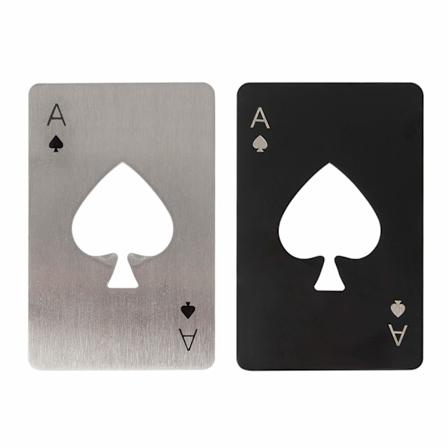 2 kpl pokeripullonavaajaa, luova pelikortti ruostumattomasta teräksestä valmistettu pullonavaaja, personoitu hauska olutpullonavaaja (musta ja hopea)
