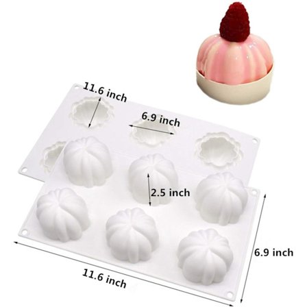 Baka tårta form-3D form Choklad silikonbricka 6 cavity mousse tårta pumpa form