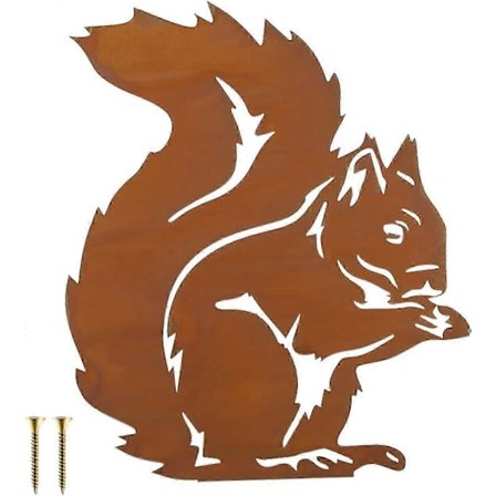 Ekorre Dekoration Rostig Ekorre Sittande Trädgårdsdekoration Metall Naturlig Rost Patina för Dekorativa Trädgårdar Trä Trädgårdsdekoration Figurer (