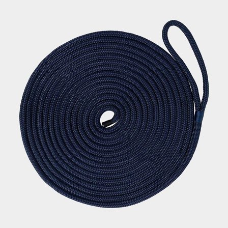 Mooring line with spliced eye Robline Vinga, double braided polyester, Ø16 mm, 12 meters, navy blue