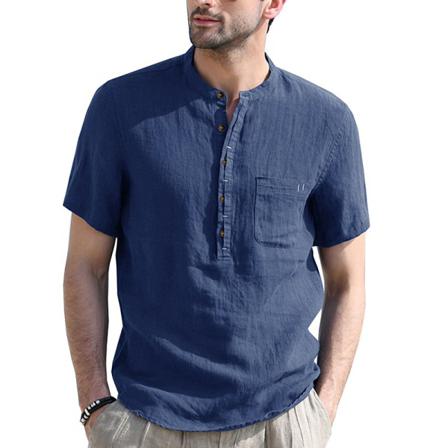 Kortärmade Toppar För Män Mock Neck Blus