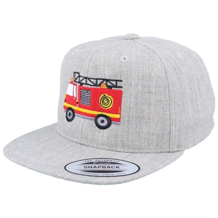 Kiddo Cap - Harmaa snapback Lippis - Kids Fire Truck Logo Heather Grey Snapback @ Hatstore