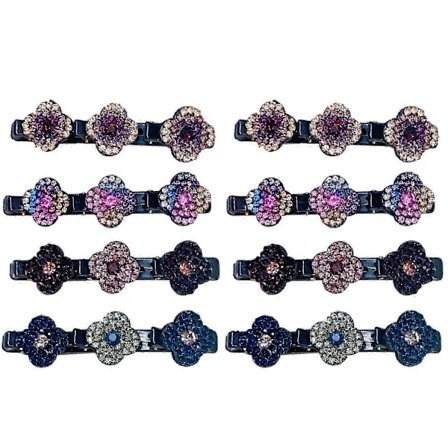 8 stk. Hårklemmer med glitrende krystalsten, flettede rhinestone-hårklemmer til kvinder og piger, skinnende rhinestone-hårklemme, lette flettede 