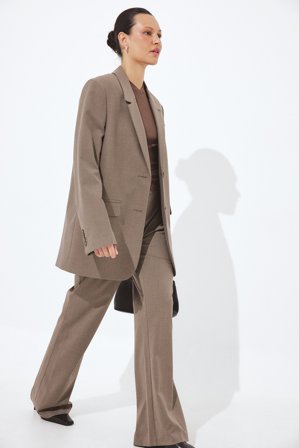 NA-KD Pantalon évasé taille moyenne - Pantalon droit - Brun - EU 34