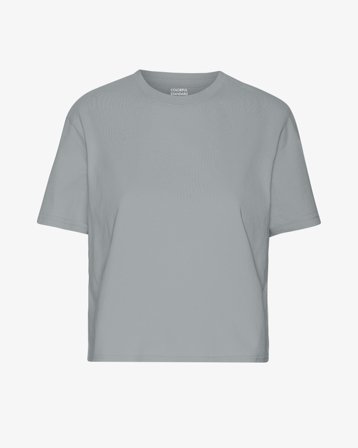 Organic Boxy Crop Tee - Steel Blue XS