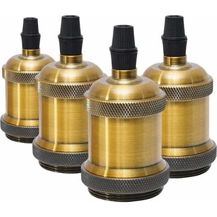 Vintage Edison E27 Fatning Lampehælder, 4 × Loftfatning Lampe Base Retro Lampe Base Hængende Lampe Holder Hængende Lampe Adapter Antik Messing-DE
