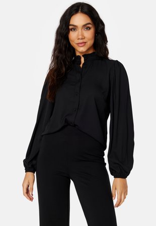 Happy Holly Celine frill collar blouse Black Klær