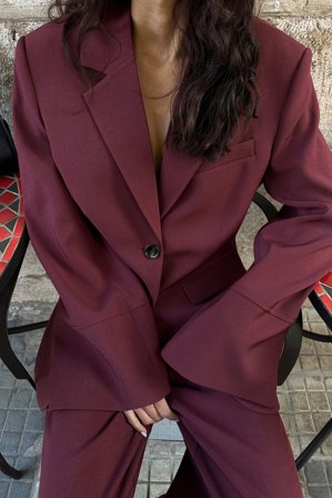 NA-KD Oversize-Blazer - Taillierter Blazer - Burgundy - EU 32