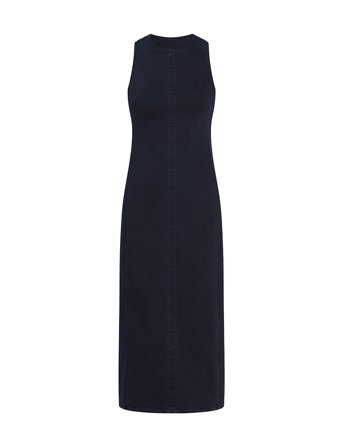 Long Column Denim Dress Polvipituinen Mekko Navy Calvin Klein Jeans