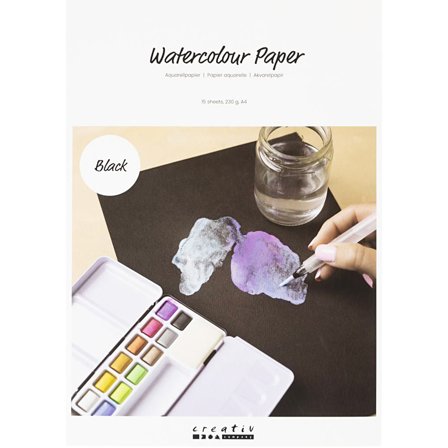 Creativ Company Svart Akvarellpapir A4 230 g