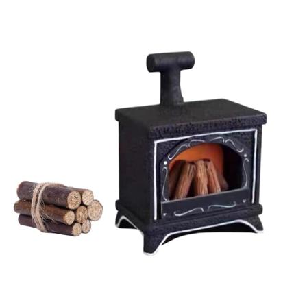 Dukkehus LED peis 1:12 skala DIY stue miniatyr møbler scene[GL] Black fireplace 5cmx5cm