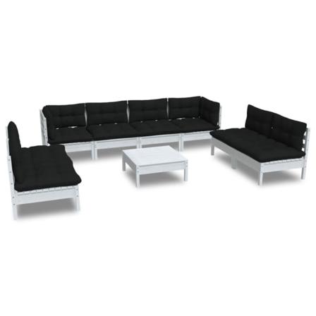 Vidaxl Loungegrupp Med Dynor 9 Delar Massiv Furu Vit