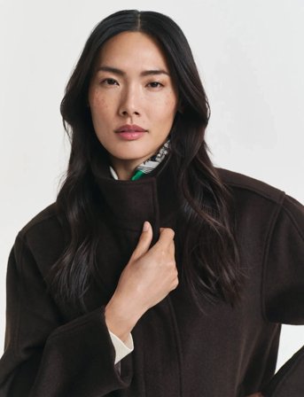 GANT Short Wool Jacket With Zip - Brown - M