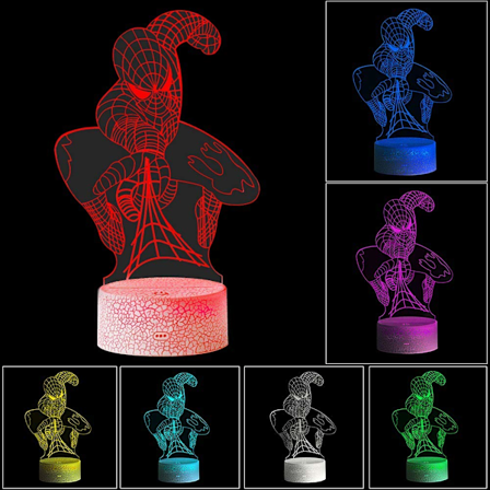 3D LED Bordlampe Natlampe RC Fjernbetjening 7 Farveændring Berøringskunst Hjem Børneværelse Soveværelse Dekoration Ferie (Superhelt)