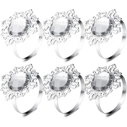 12 stk serviettringer serviettholdere bankett middag bryllupsdekorasjon (sølv)