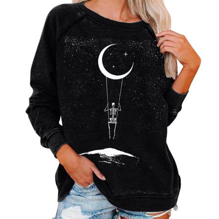 Toppar Med Print För Damer Halloween- Printed Tröja